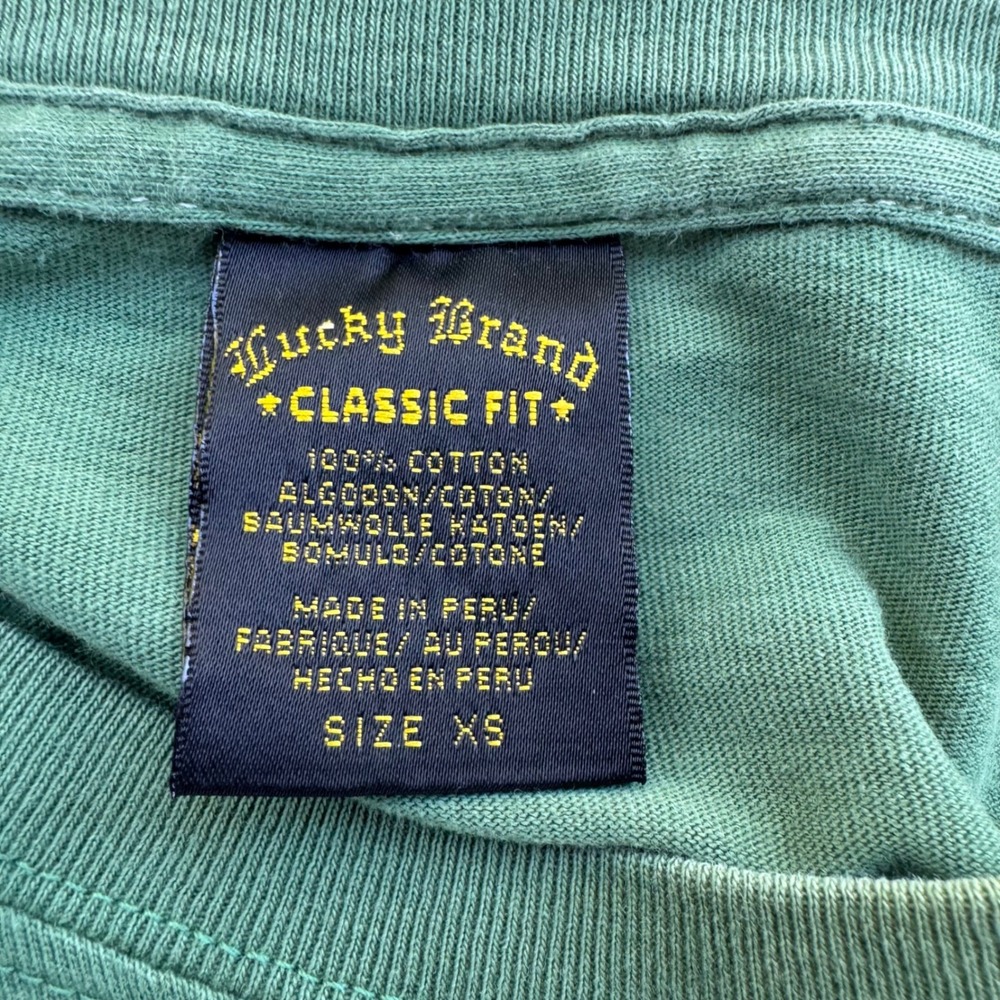 Vintage Y2K Lucky Brand Graphic Tee Sick Classic Fit Green XS (g2a) - Picture 4 of 8
